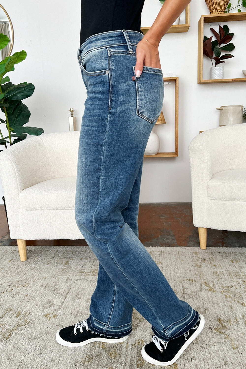 Judy Blue Full Size Mid Rise Release Hem Jeans Bottoms Bottoms Clothing Judy Blue Pants Ship from USA Women Trendsi https://www.cyberehub.com