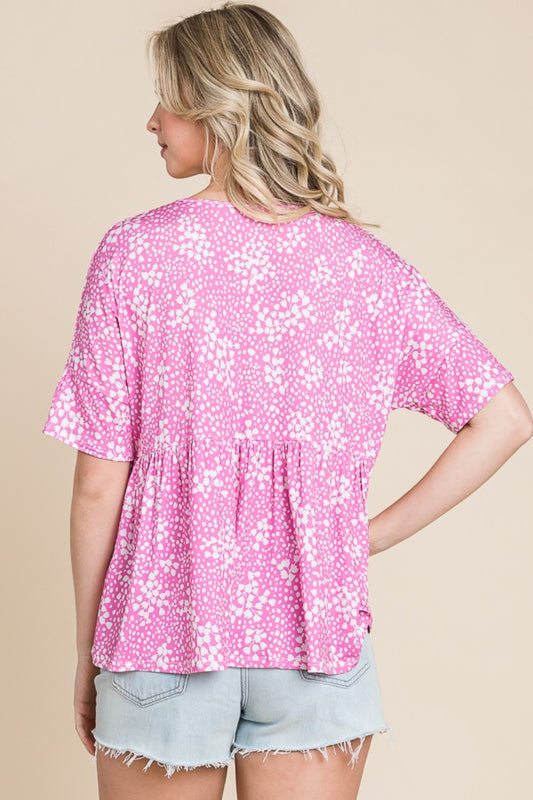 BOMBOM Floral Round Neck Peplum Blouse Tops/Jackets/Sweaters BOMBOM Clothing Tops Ship from USA TikTok Trendsi USPS Walmart Trendsi https://www.cyberehub.com