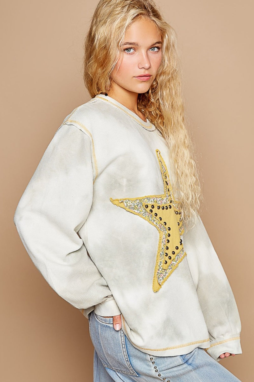 POL Washed Star Patch With Studded Top Shirt Apparel Clothing Tops POL Ship from USA Shirts USA Women Trendsi https://www.cyberehub.com