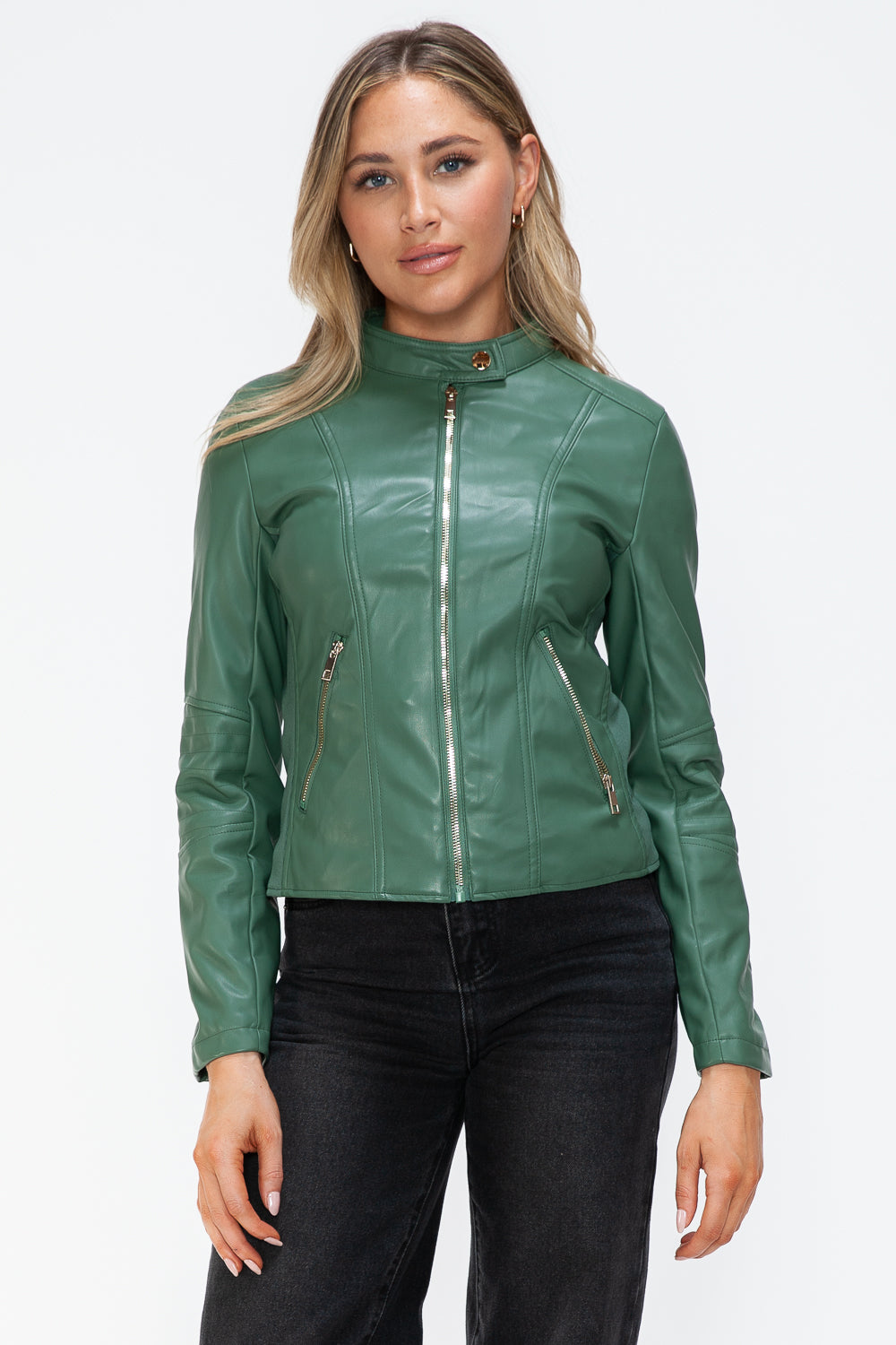 Snobbish Faux Leather Zip Up Drawstring Hooded Jacket Tops/Jackets/Sweaters Clothing Tops Ship from USA Snobbish TikTok Trendsi USPS Walmart Trendsi https://www.cyberehub.com