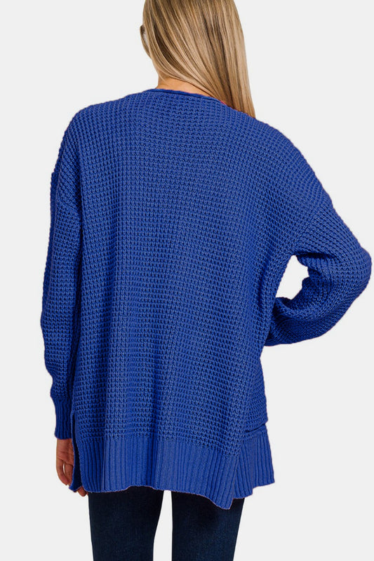 Zenana Waffle Open Front Sweater Cardigan Shirt Apparel Clothing Tops Ship from USA Shirts USA Women Zenana Trendsi https://www.cyberehub.com