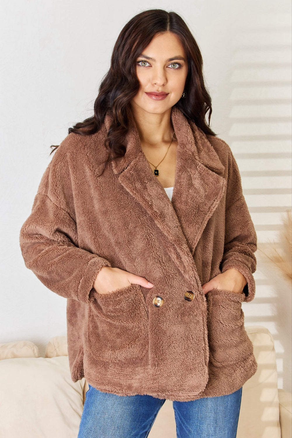 Culture Code Double Breasted Fuzzy Coat New Taupe Tops/Jackets/Sweaters Clothing Tops Culture Code Ship from USA TikTok Trendsi USPS Walmart Trendsi https://www.cyberehub.com