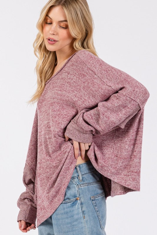SAGE + FIG Round Neck Batwing Sleeve Oversize Top Apparel Apparel SAGE+FIG Ship from USA TikTok Trendsi Trendsi https://www.cyberehub.com