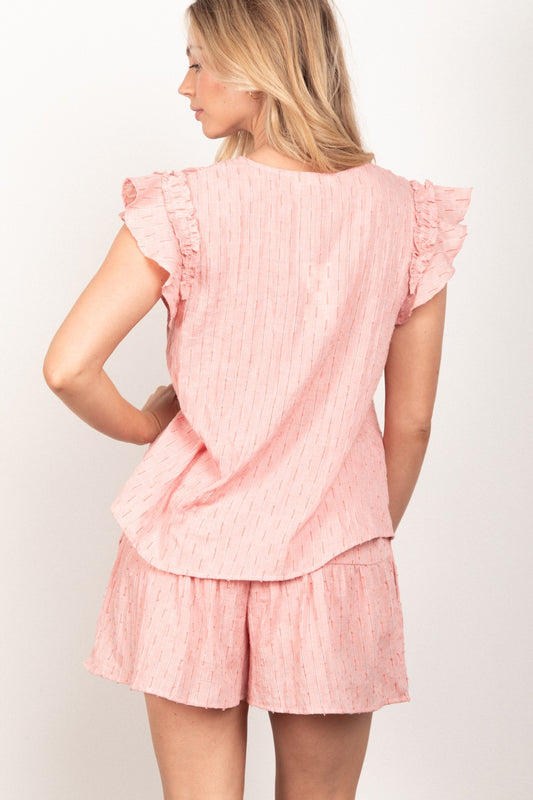 VERY J Ruffle Cap Sleeve Top & Shorts Set Apparel/Tops Ship from USA TikTok Tops Trendsi USPS VERY J Walmart Walmart Apparel Trendsi https://www.cyberehub.com
