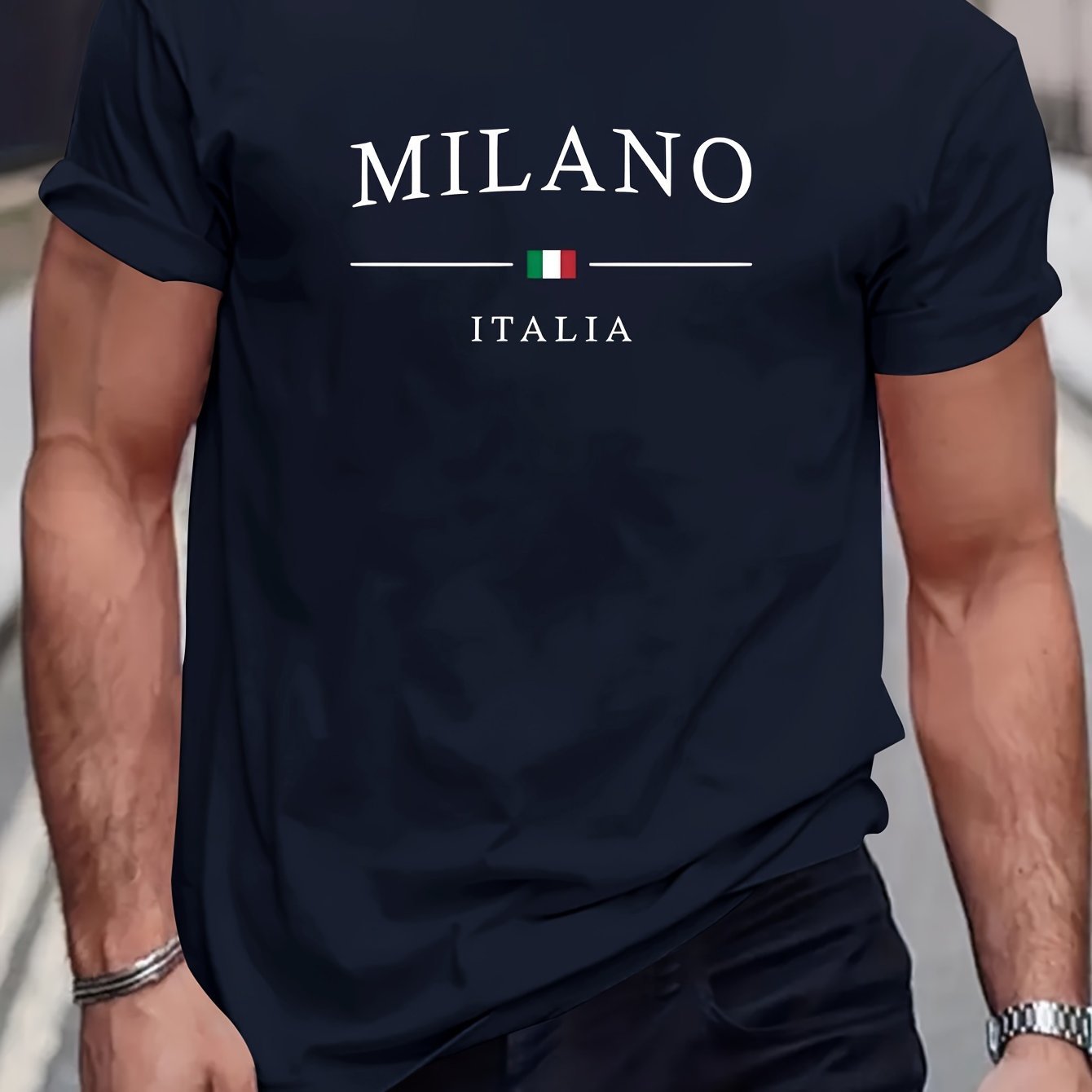 Milano Patterned Printed Men's T-shirt, Comfortable And Elastic Round Neck T-shirt, Perfect For Summer Outdoor Activities, Fashionable Streetwear, Men's Casual Tops Navy blue Apparel/Shirt/Graphic Shirt SNULLO https://www.cyberehub.com