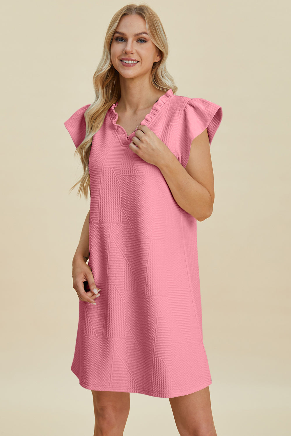 Double Take Full Size Ruffled V-Neck Cap Sleeve Dress Blush Pink Apparel/Dress Double Take Dress Ship from USA TikTok Trendsi USPS Walmart Walmart Apparel Trendsi https://www.cyberehub.com