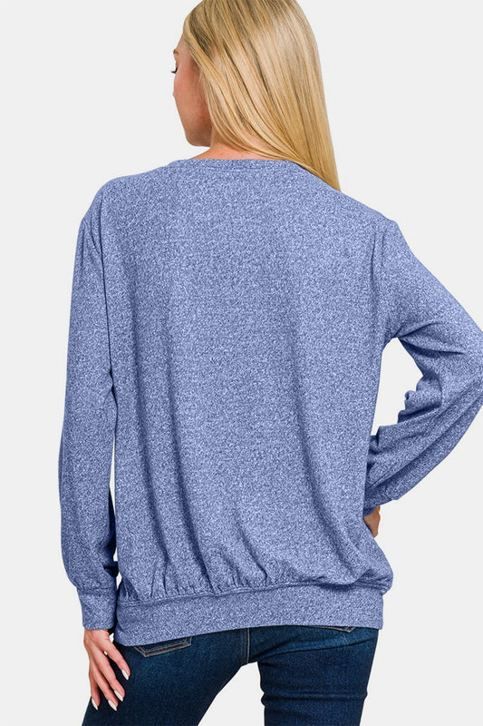 Zenana Full Size Melange Round Neck Top Apparel/Tops Ship from USA TikTok Tops Trendsi USPS Walmart Walmart Apparel Zenana Trendsi https://www.cyberehub.com