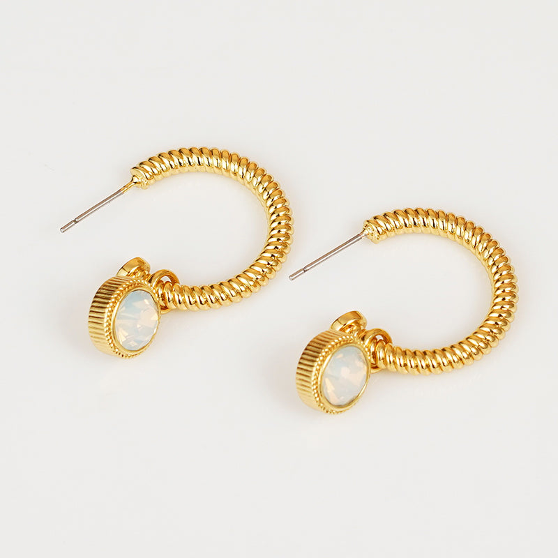 Rope Cat's Eye Stone C-Hoop Earrings Gold One Size Hoop Earrings Earring H.C Jewelry Ship from USA Walmart Trendsi https://www.cyberehub.com