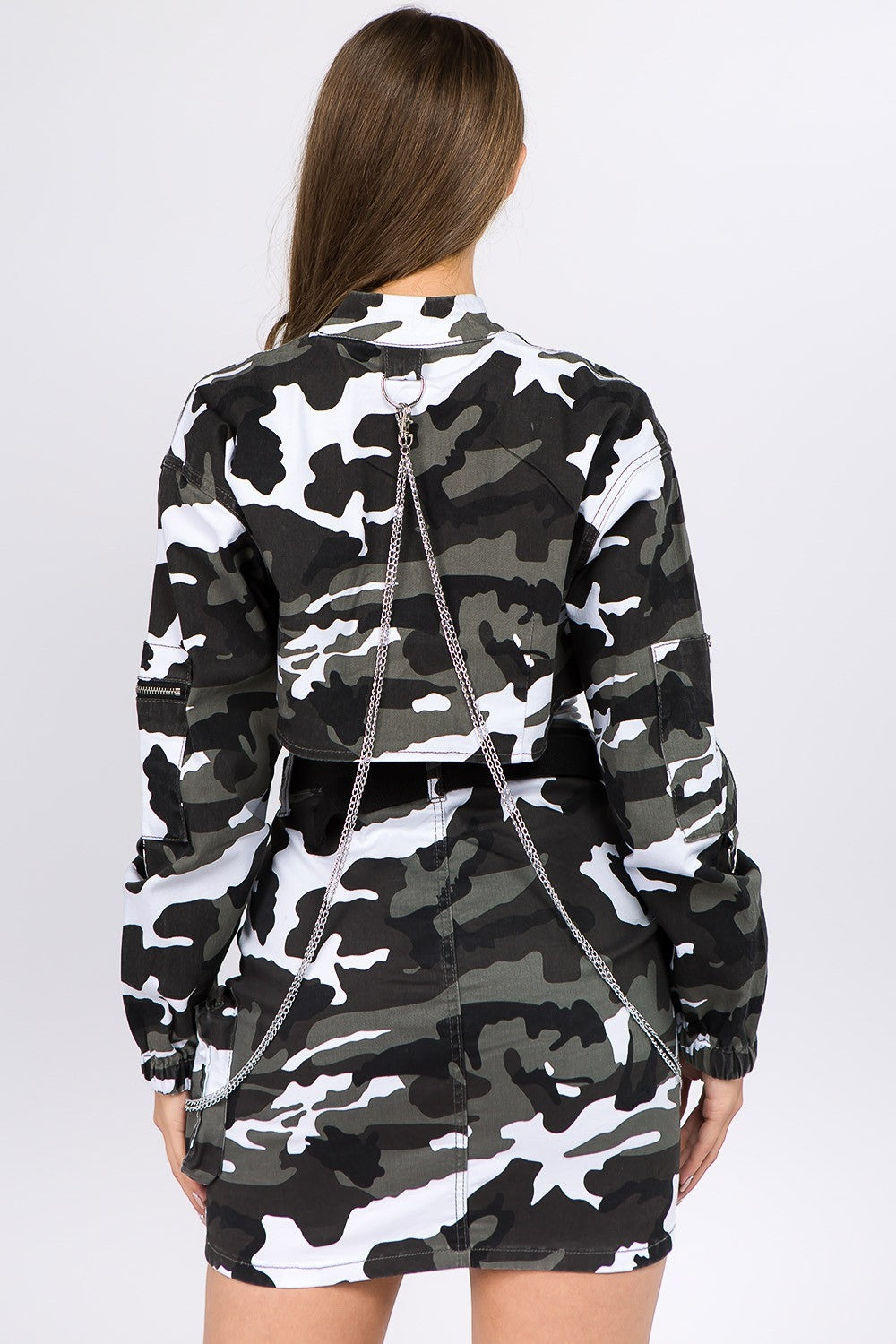 American Bazi Camouflage Cropped Jacket with Chains Shirt American Bazi Apparel Clothing Tops Memorial Day Sale Ship from USA Shirts USA Women Trendsi https://www.cyberehub.com