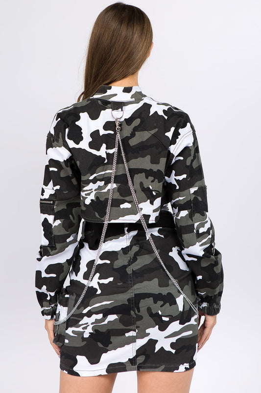 American Bazi Camouflage Cropped Jacket with Chains Shirt American Bazi Apparel Clothing Tops Memorial Day Sale Ship from USA Shirts USA Women Trendsi https://www.cyberehub.com