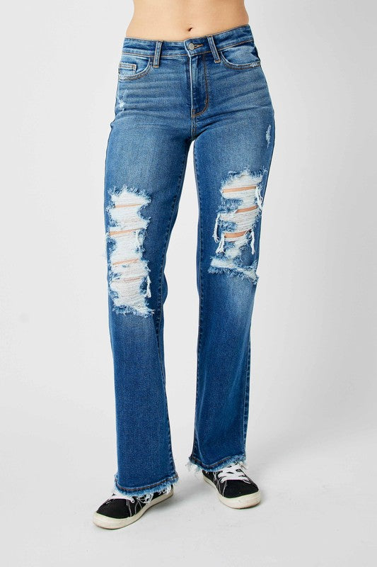 Judy Blue Full Size Mid Rise Distressed Raw Hem Jeans Bottoms Bottoms Clothing Judy Blue Ship from USA Women Trendsi https://www.cyberehub.com