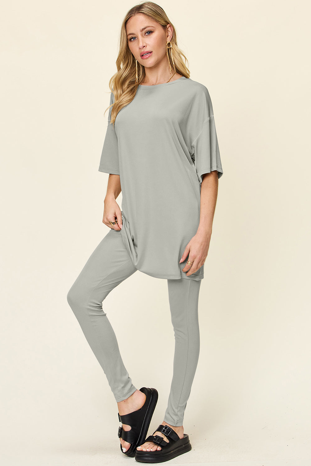 Double Take Full Size Round Neck Dropped Shoulder T-Shirt and Leggings Set Apparel/Tops Double Take Ship from USA TikTok Tops Trendsi USPS Walmart Walmart Apparel Trendsi https://www.cyberehub.com