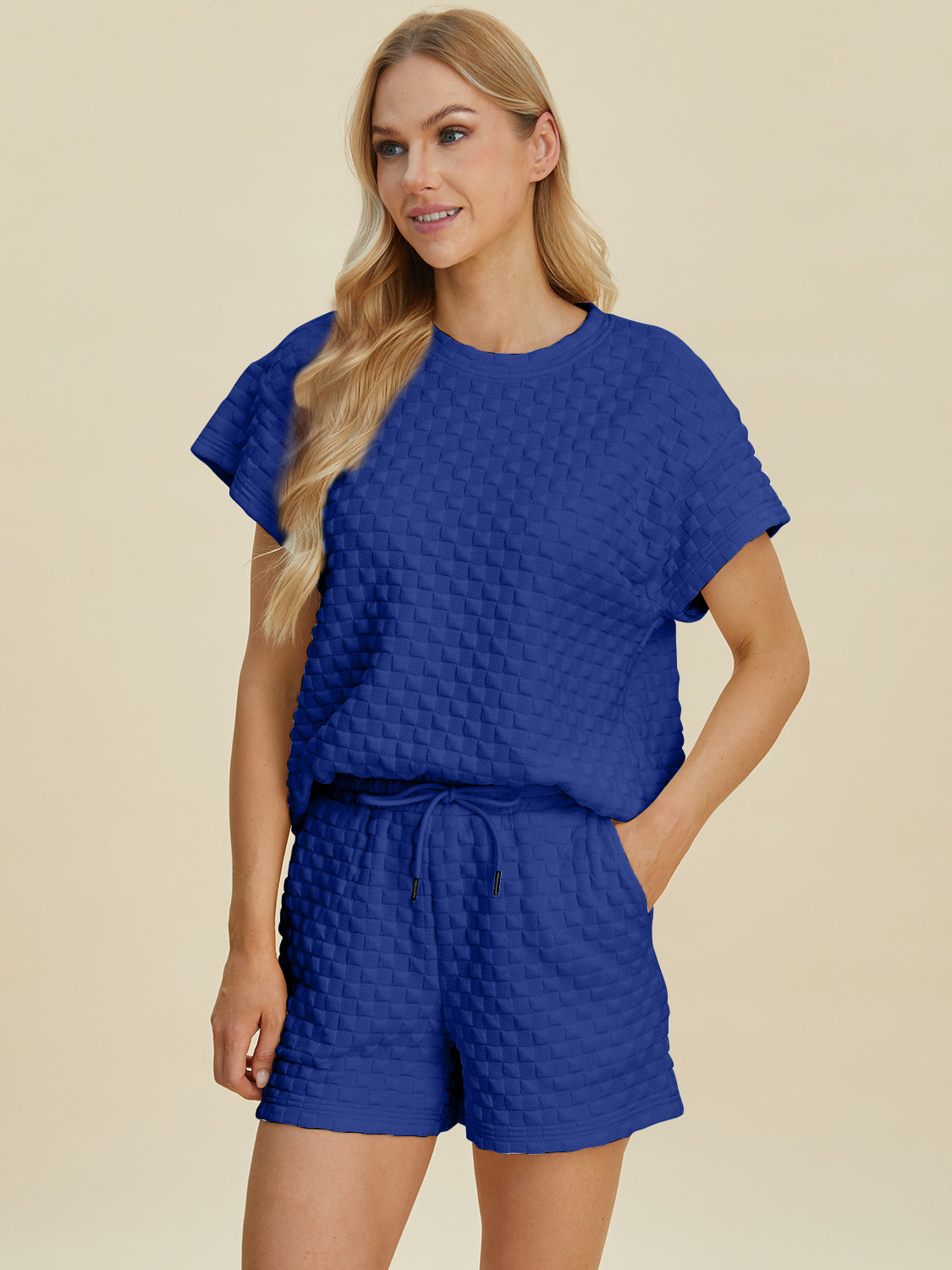 Double Take Full Size Texture T-Shirt and Shorts Set Tops/Jackets/Sweaters Clothing Tops Double Take Ship from USA TikTok Trendsi USPS Walmart Trendsi https://www.cyberehub.com