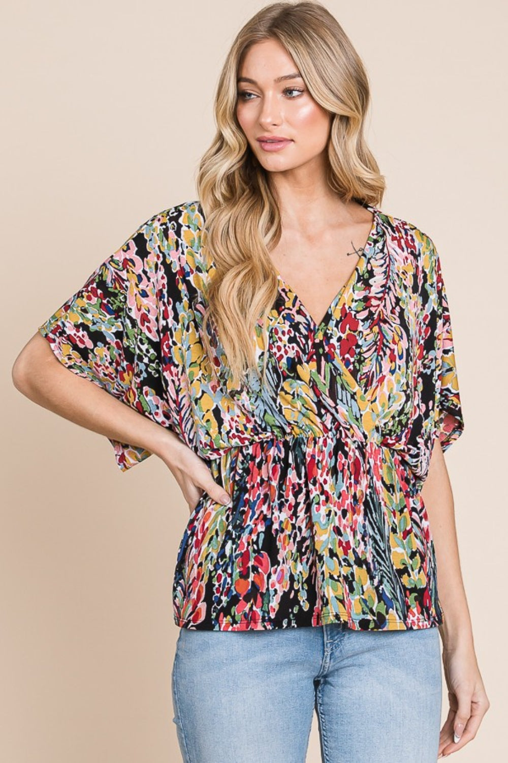 BOMBOM Printed Surplice Peplum Blouse Apparel/Tops BOMBOM Memorial Day Sale Ship from USA TikTok Tops Trendsi USPS Walmart Walmart Apparel Trendsi https://www.cyberehub.com