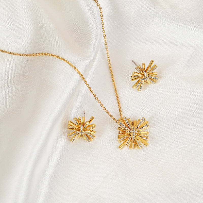 Starburst Gold-Plated Earrings and Necklace Set H.C Ship from USA TikTok USA Trendsi https://www.cyberehub.com