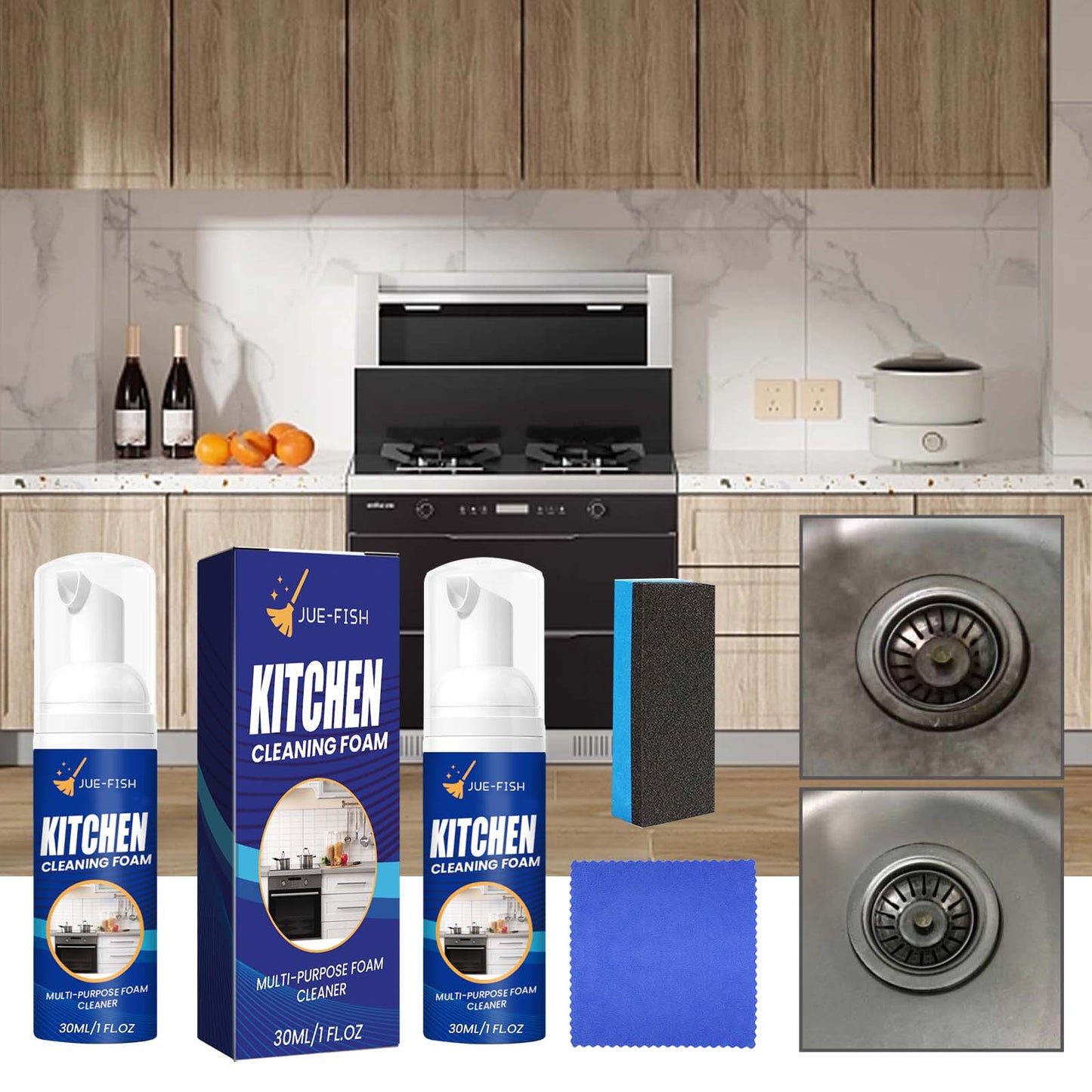 Jue-Fish Kitchen Foam Cleaner, Kitchen Stove Range Hood Stain Removal Heavy Oil Foam Cleaner Home & Garden Home Goods Eprolo https://www.cyberehub.com