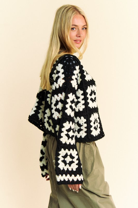 Davi & Dani Full Size Two Tone Flower Square Crochet Open Front Cardigan Tops/Jackets/Sweaters Clothing Tops Davi & Dani Ship from USA TikTok Trendsi USPS Walmart Trendsi https://www.cyberehub.com