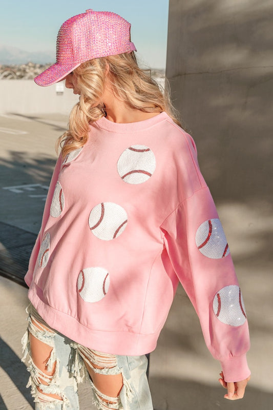 BiBi Sequin Baseball Patches French Terry Sweatshirt Apparel/Tops BiBi Ship from USA TikTok Tops Trendsi USPS Walmart Walmart Apparel Trendsi https://www.cyberehub.com