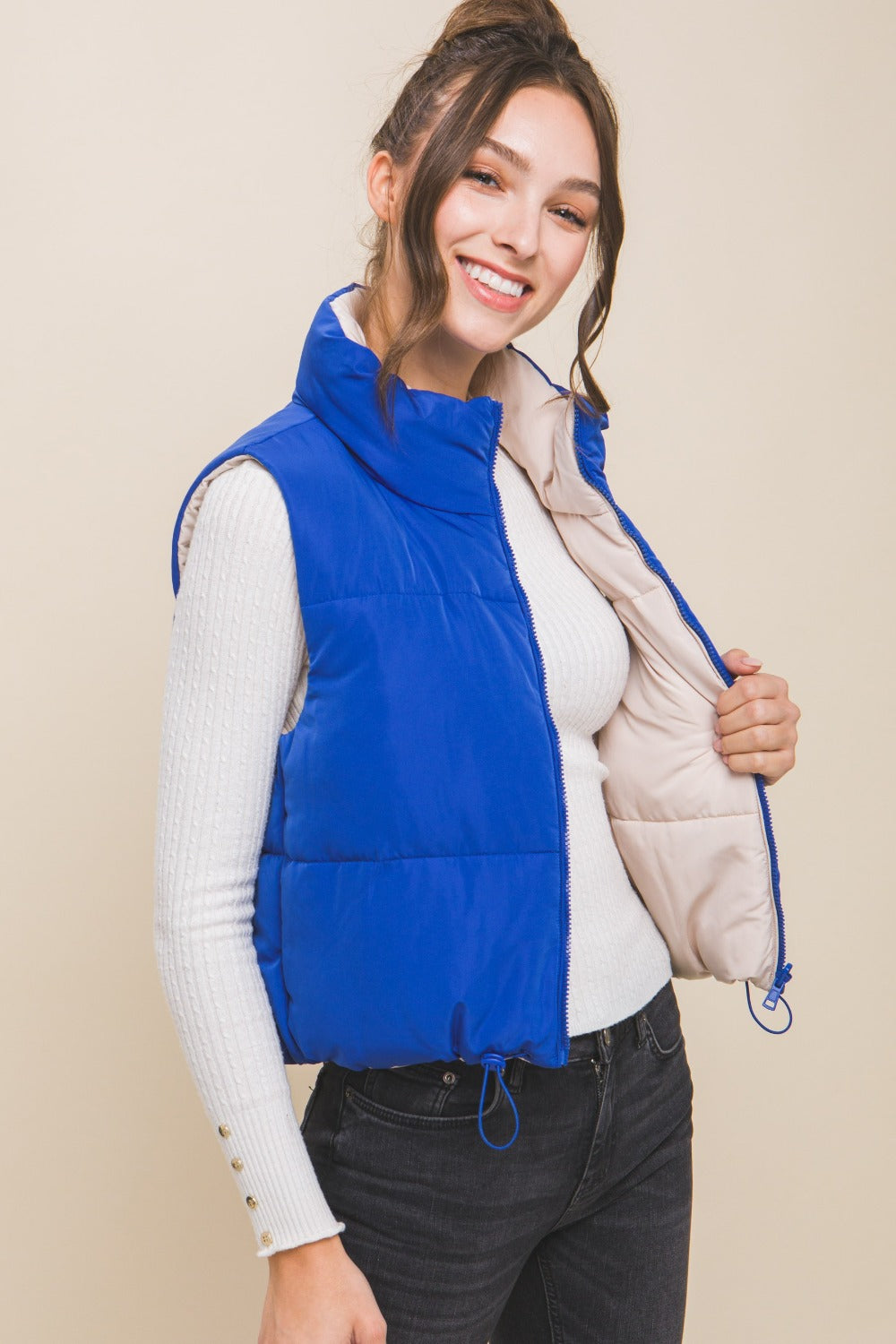 Love Tree Zip Up Cropped Contrast Reversible Vest Tops/Jackets/Sweaters Clothing Tops LOVE TREE Ship from USA TikTok Trendsi USPS Walmart Trendsi https://www.cyberehub.com