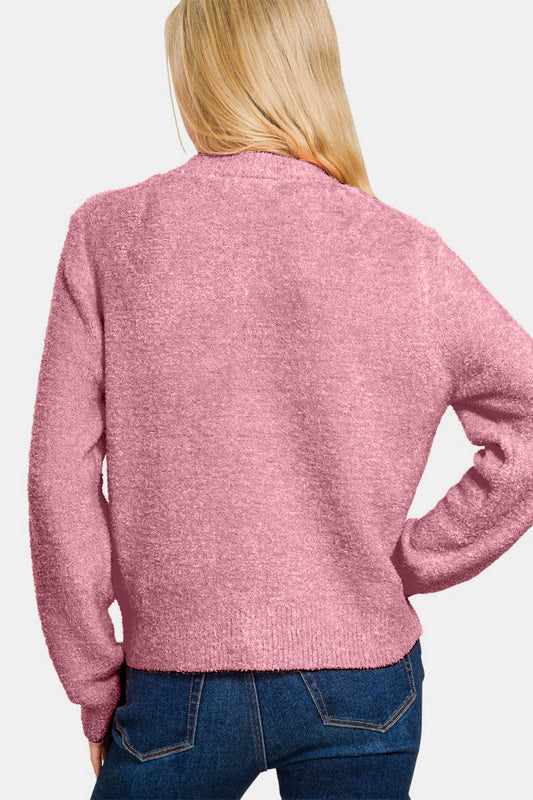 Zenana Button Down Long Sleeve Sweater Cardigan Shirt Apparel Clothing Tops Ship from USA Shirts USA Women Zenana Trendsi https://www.cyberehub.com