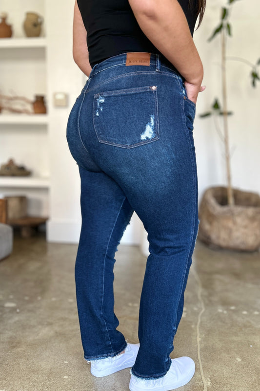 Judy Blue Full Size High Waist Rigid Magic Heavy Destroy Straight Jeans Bottoms Bottoms Clothing Judy Blue Pants Ship from USA Women Trendsi https://www.cyberehub.com