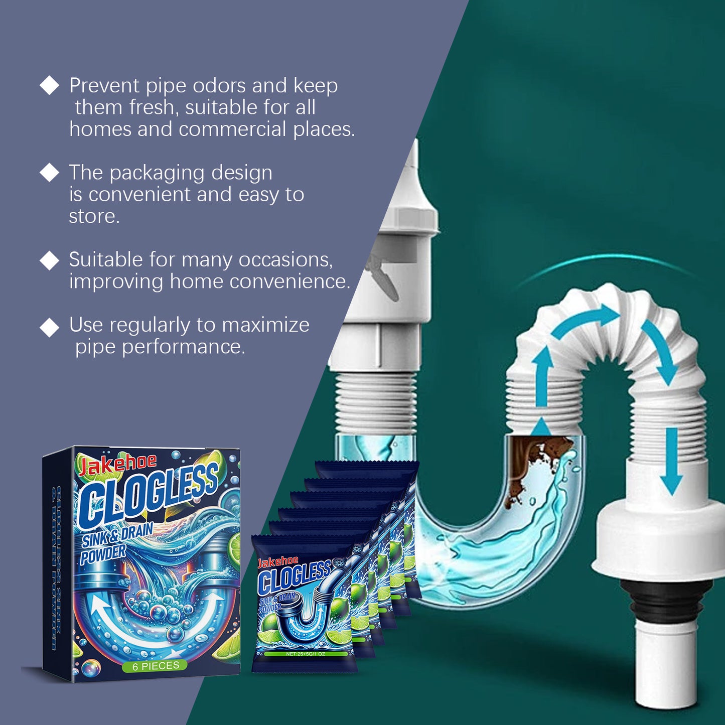 Jakehoe Pipe Dredging Powder, Kitchen Toilet Sewer Pipe Dissolving Odor Oil Blocking Cleaning Powder Home Eprolo https://www.cyberehub.com