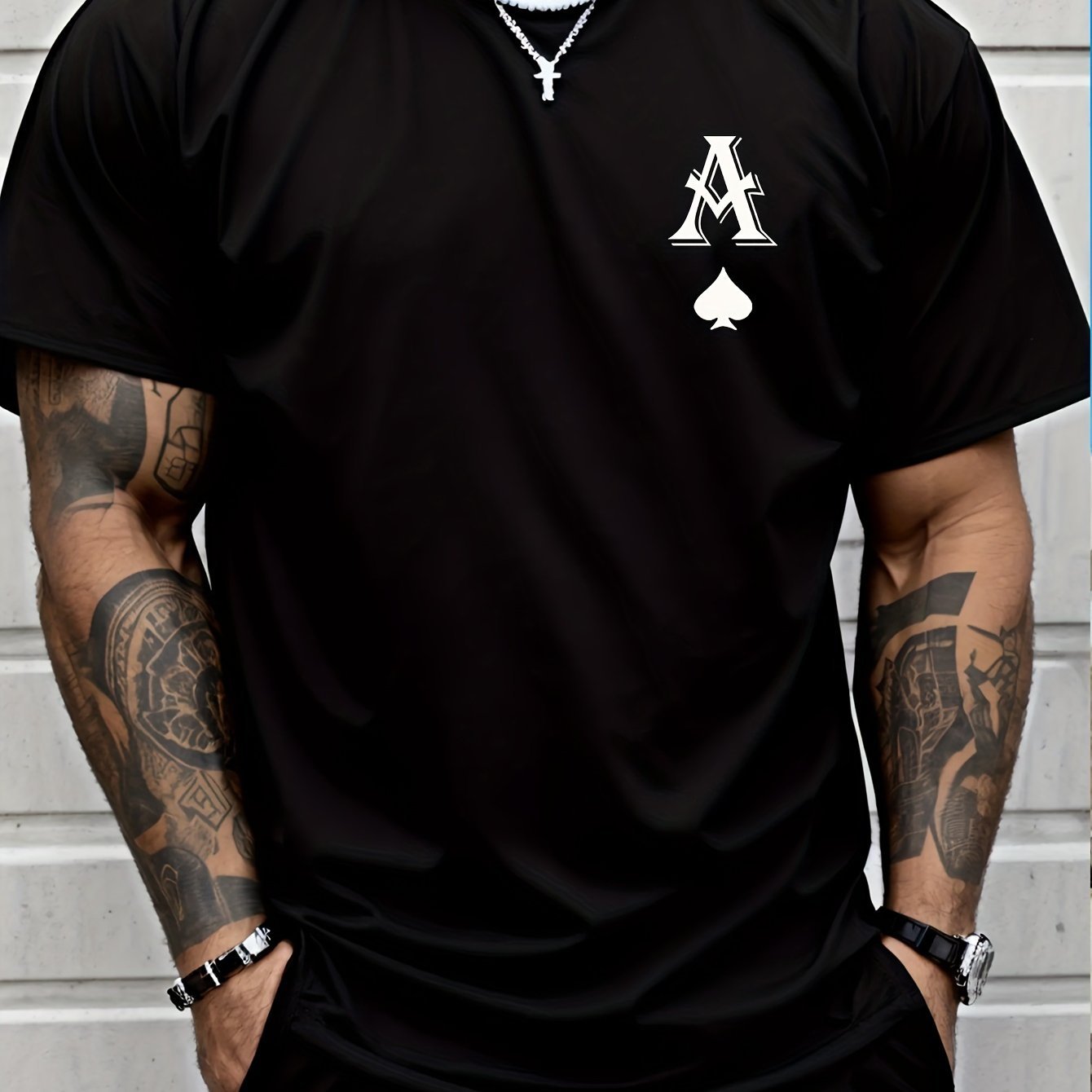 Men's Creative Printed Top, Casual Short Sleeved Round Neck T-shirt, Summer Outdoor Men's Clothing Black Apparel/Shirt/Graphic Shirt SNULLO https://www.cyberehub.com