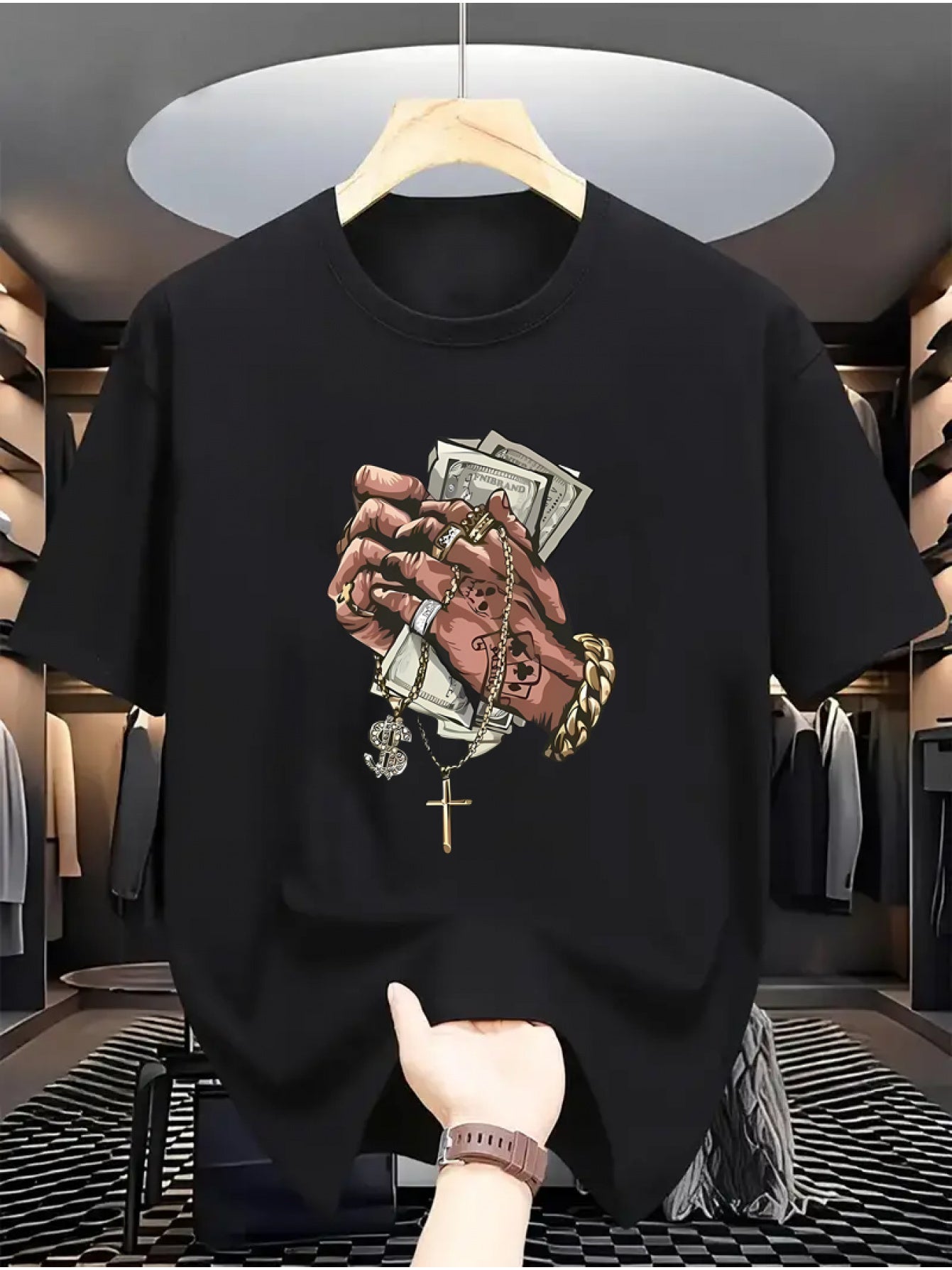 Men's Casual T-shirt - Comfortable And Stylish Round Neck Short Sleeved Shirt With Unique Coin Pattern, Suitable For Daily Wear Apparel/Shirt/Graphic Shirt SNULLO https://www.cyberehub.com