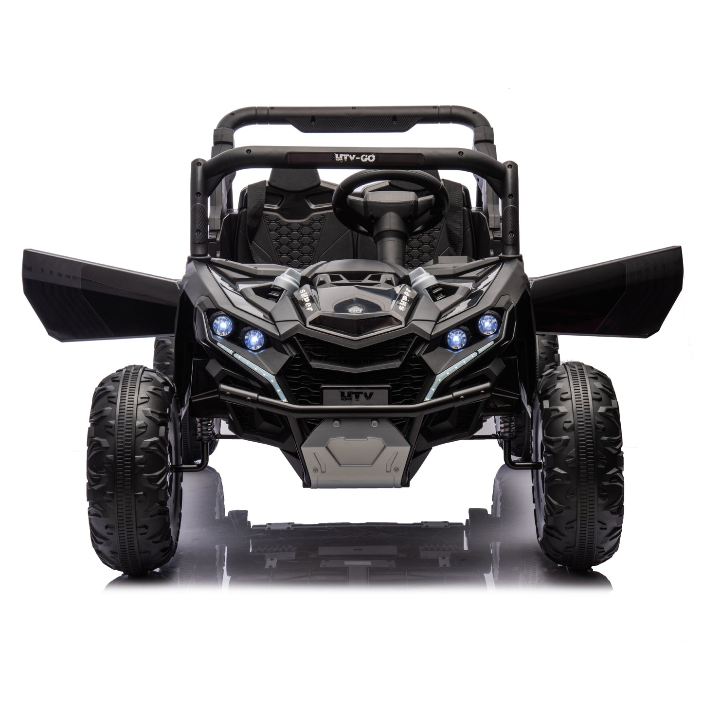 24V Two-Seater Kids Ride On UTV W/Parents Remote Control,Four-Wheel Suspension,Slow Start,Large wheel design,Anti-collision bar,Storage space,Music,USB,Bluetooth,Volume control,LED lights for Kids 3+. Giga Kids Toys Giga https://www.cyberehub.com