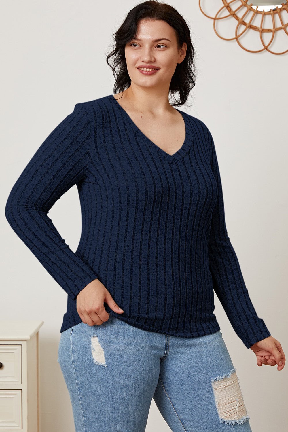 Basic Bae Full Size Ribbed V-Neck Long Sleeve T-Shirt Apparel/Tops Basic Bae Ship from USA TikTok Tops Trendsi USPS Walmart Walmart Apparel Trendsi https://www.cyberehub.com