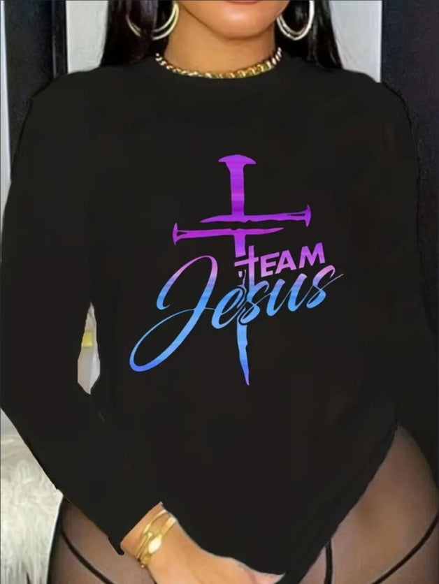 Women's Printed Long Sleeve Hoodless Sweatshirt Black Apparel/Shirt/Graphic Shirt SNULLO https://www.cyberehub.com