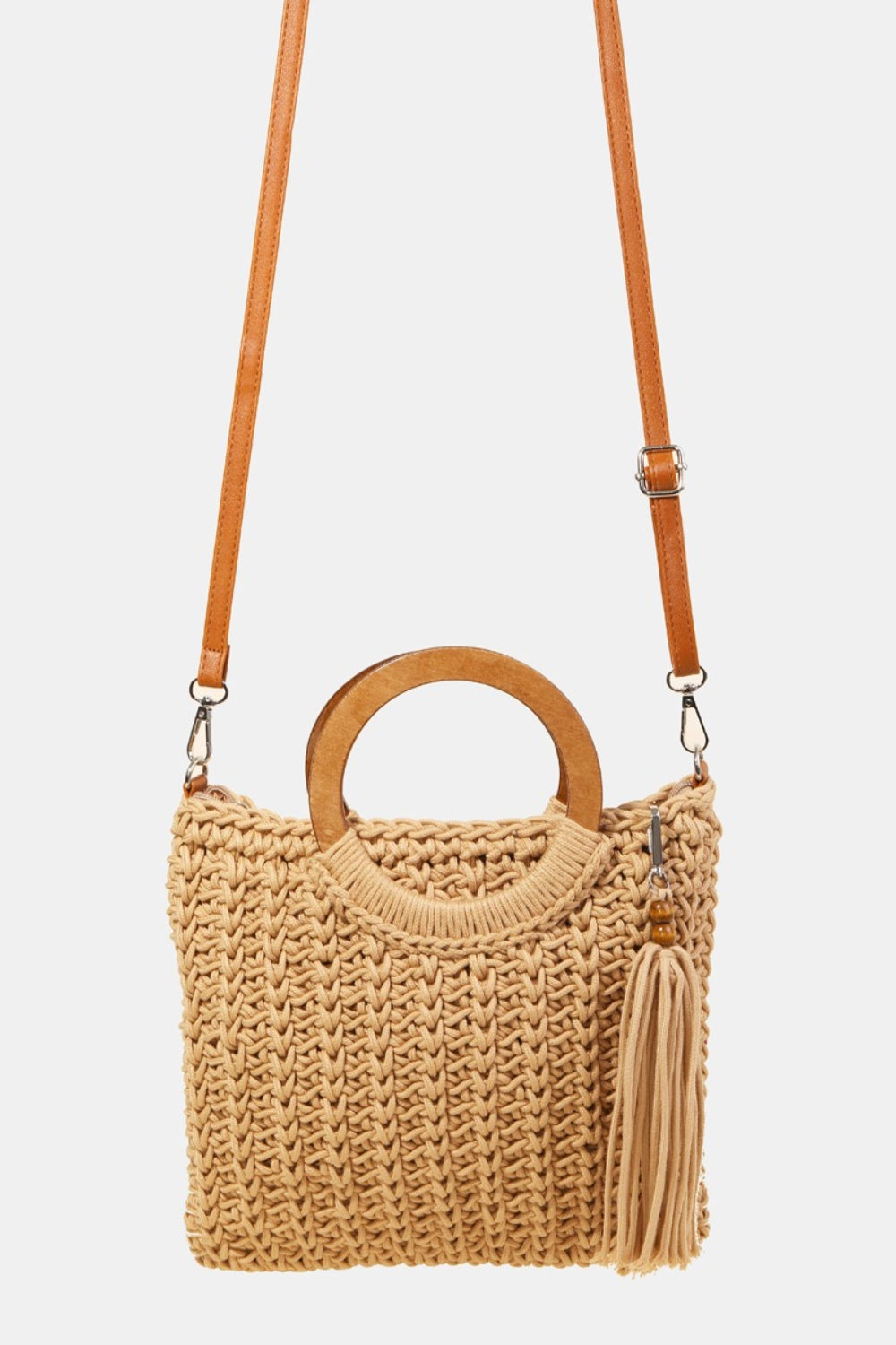 Fame Crochet Knit Convertible Tote Bag with Tassel Fame Accessories Ship from USA TikTok USA Trendsi https://www.cyberehub.com