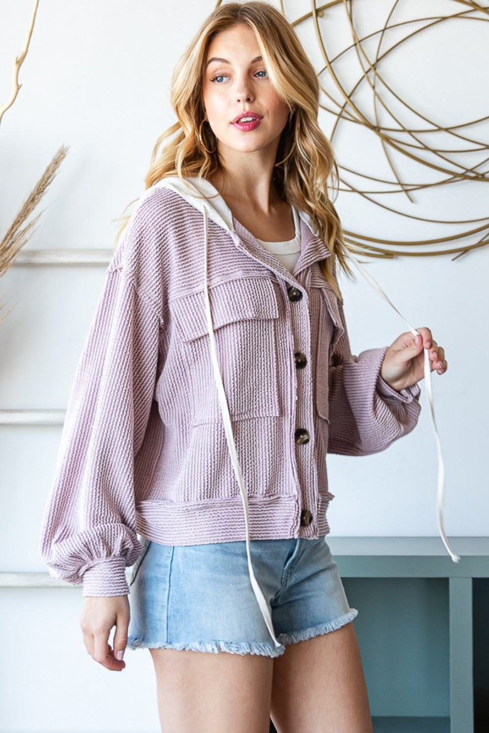 Reborn J Contrast Hooded Button Down Ribbed Jacket Tops/Jackets/Sweaters Clothing Tops Reborn J Ship from USA TikTok Trendsi USPS Walmart Trendsi https://www.cyberehub.com