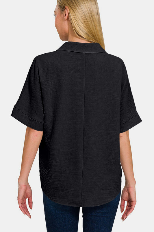 Zenana Full Size Texture Collared Neck Short Sleeve Top Tops/Jackets/Sweaters Clothing Tops Ship from USA TikTok Trendsi USPS Walmart Zenana Trendsi https://www.cyberehub.com