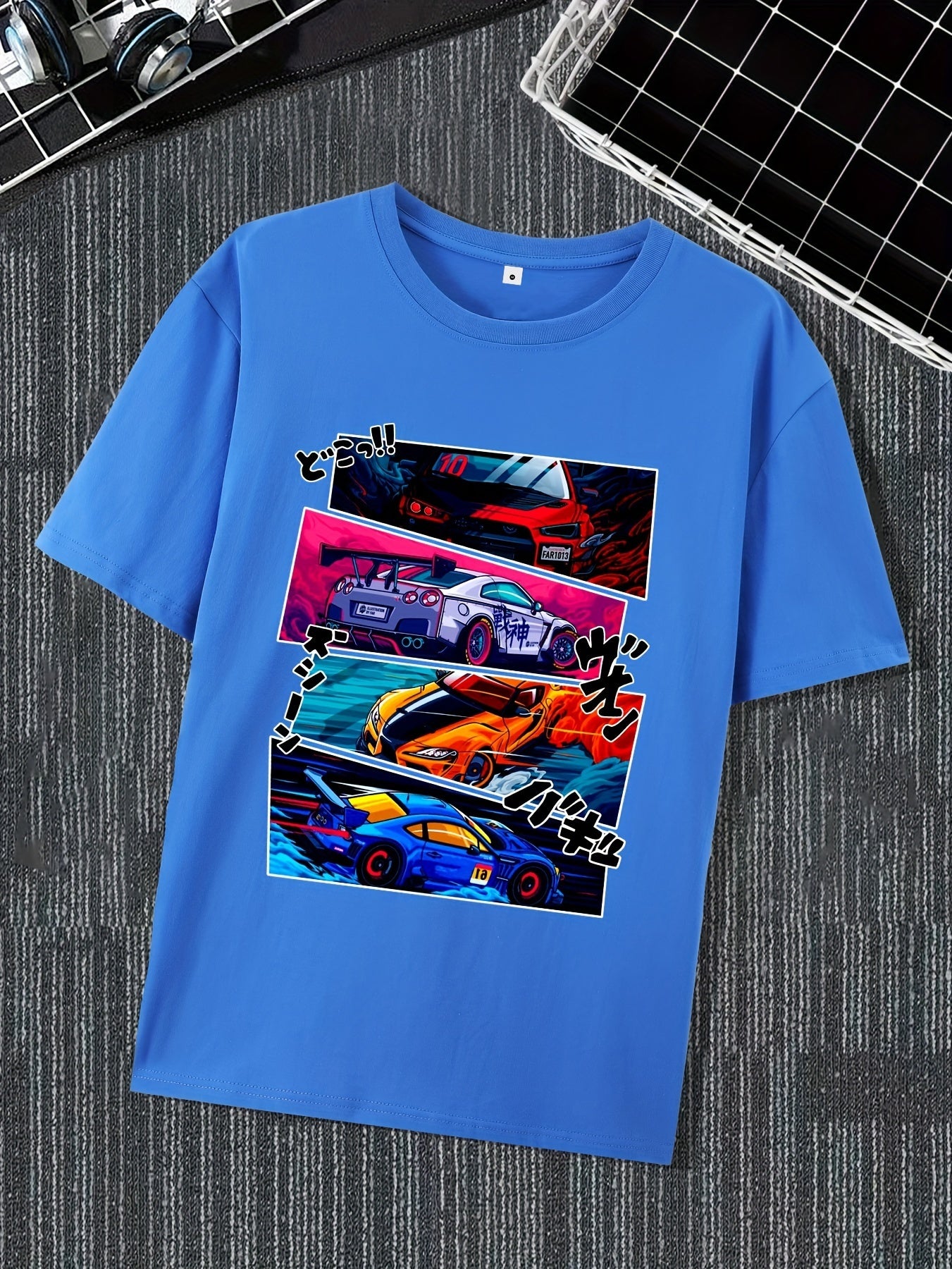 Men's Street Style Short Sleeved Round Neck T-shirt With Summer Outdoor Sports Car Pattern Print Apparel/Shirt/Graphic Shirt SNULLO https://www.cyberehub.com
