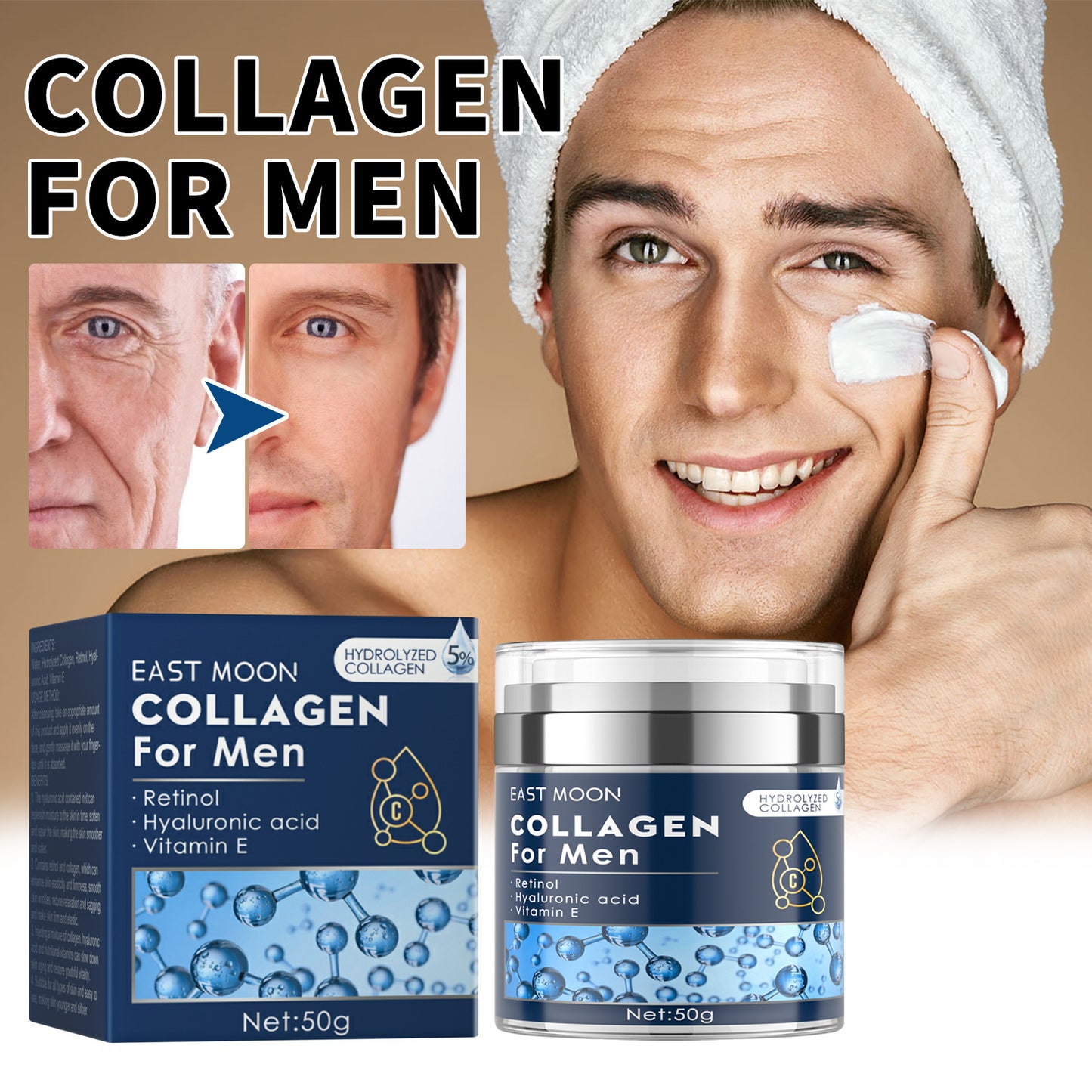 East Moon Men's Anti-wrinkle Cream To Lighten The Fine Lines And Wrinkles Tightening Facial Skin Hydration Anti-aging Cream Health Beauty CJ USa USPS Muqe https://www.cyberehub.com