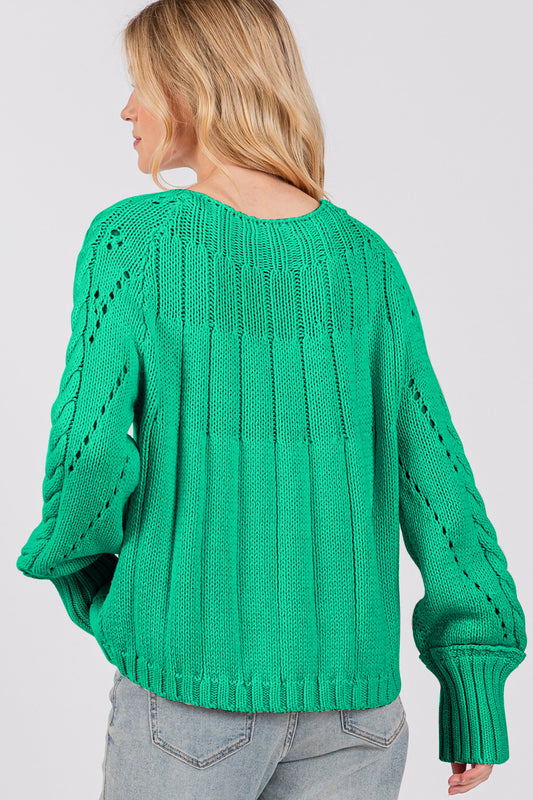 SAGE + FIG Cable-Knit Long Sleeve Sweater Shirt Apparel Clothing Tops SAGE+FIG Ship from USA Shirts USA Women Trendsi https://www.cyberehub.com
