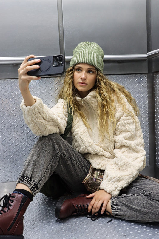 VERY J Fuzzy Fleece Half Zip Cable Pattern Sweatshirt Tops/Jackets/Sweaters Clothing Tops Ship from USA TikTok Trendsi USPS VERY J Walmart Trendsi https://www.cyberehub.com