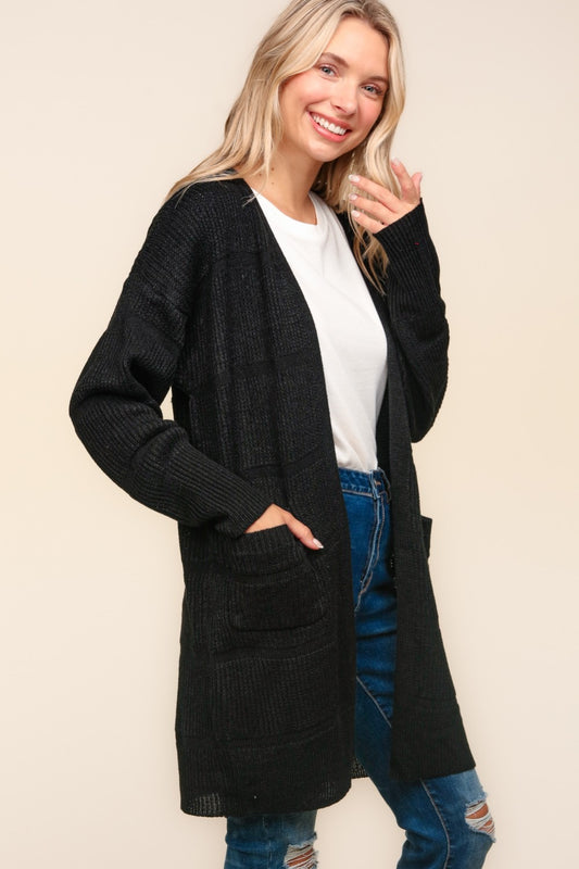 Haptics Stripe Textured Open Front Cardigan with Pockets Shirt Apparel Clothing Tops Haptics Ship from USA Shirts USA Women Trendsi https://www.cyberehub.com
