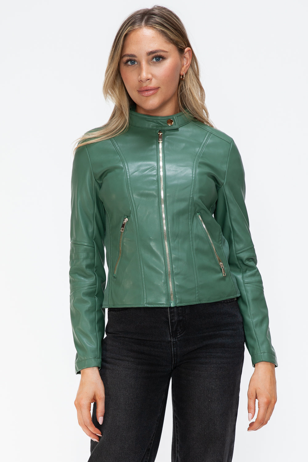 Snobbish Faux Leather Zip Up Drawstring Hooded Jacket Tops/Jackets/Sweaters Clothing Tops Ship from USA Snobbish TikTok Trendsi USPS Walmart Trendsi https://www.cyberehub.com