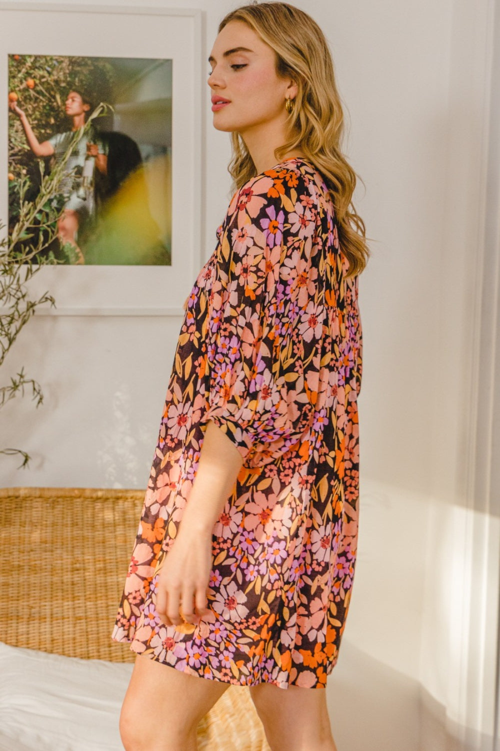 ODDI Full Size Floral Tied Neck Mini Dress Apparel/Dress Dress ODDI Ship from USA TikTok Trendsi USPS Walmart Walmart Apparel Trendsi https://www.cyberehub.com