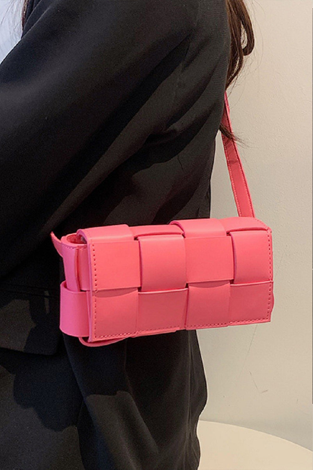 Zenana Vegan Leather Woven Crossbody Bag Hot Pink One Size Ship from USA TikTok USA Zenana Trendsi https://www.cyberehub.com