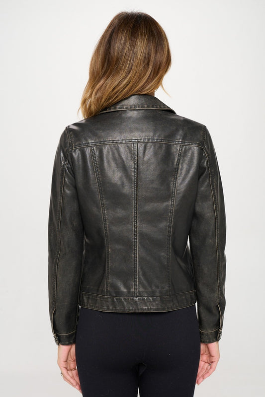 Coalition LA Button Down Cargo Vegan Leather Shacket Shirt Apparel Clothing Tops Coalition LA Ship from USA Shirts USA Women Trendsi https://www.cyberehub.com