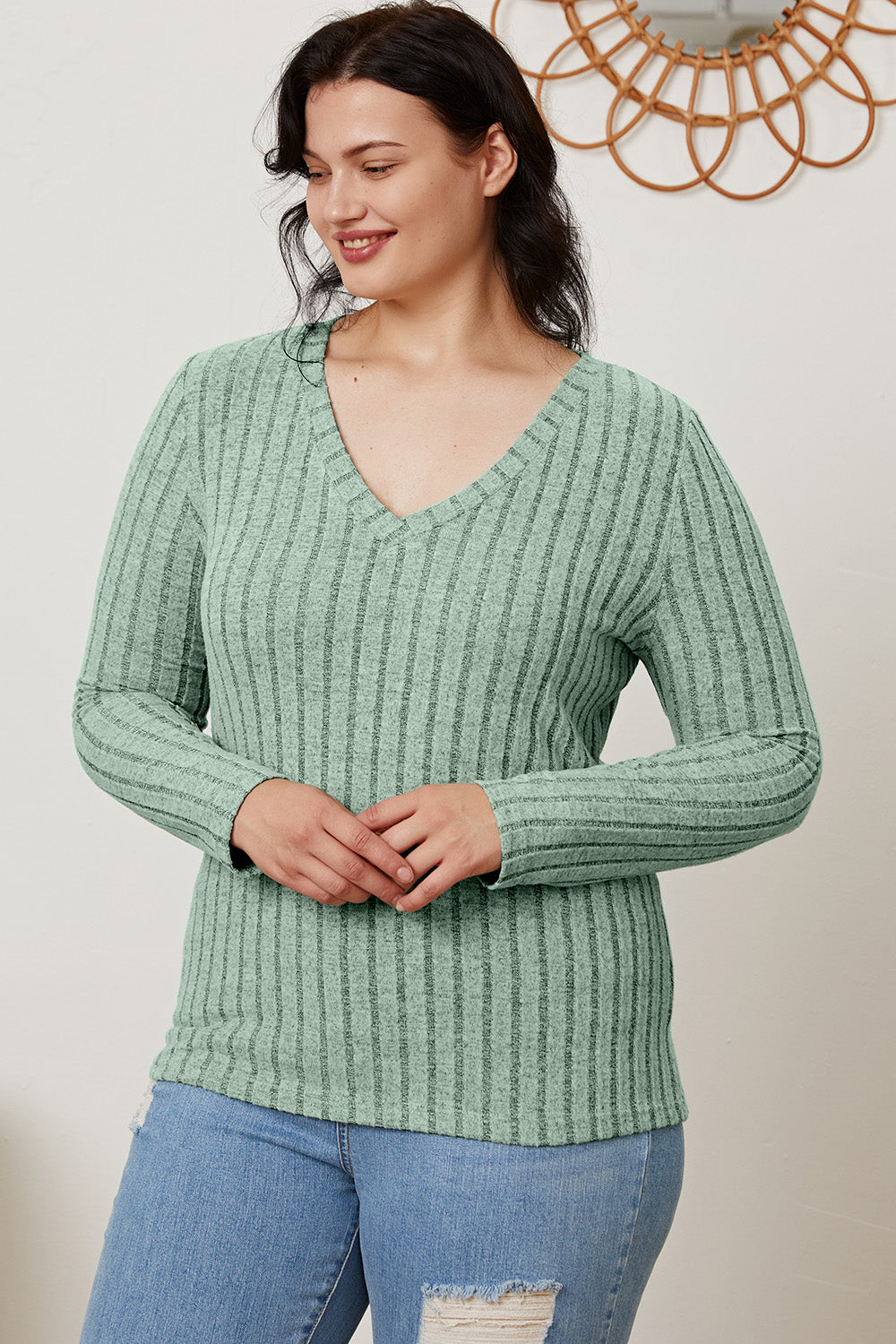 Basic Bae Full Size Ribbed V-Neck Long Sleeve T-Shirt Apparel/Tops Basic Bae Ship from USA TikTok Tops Trendsi USPS Walmart Walmart Apparel Trendsi https://www.cyberehub.com