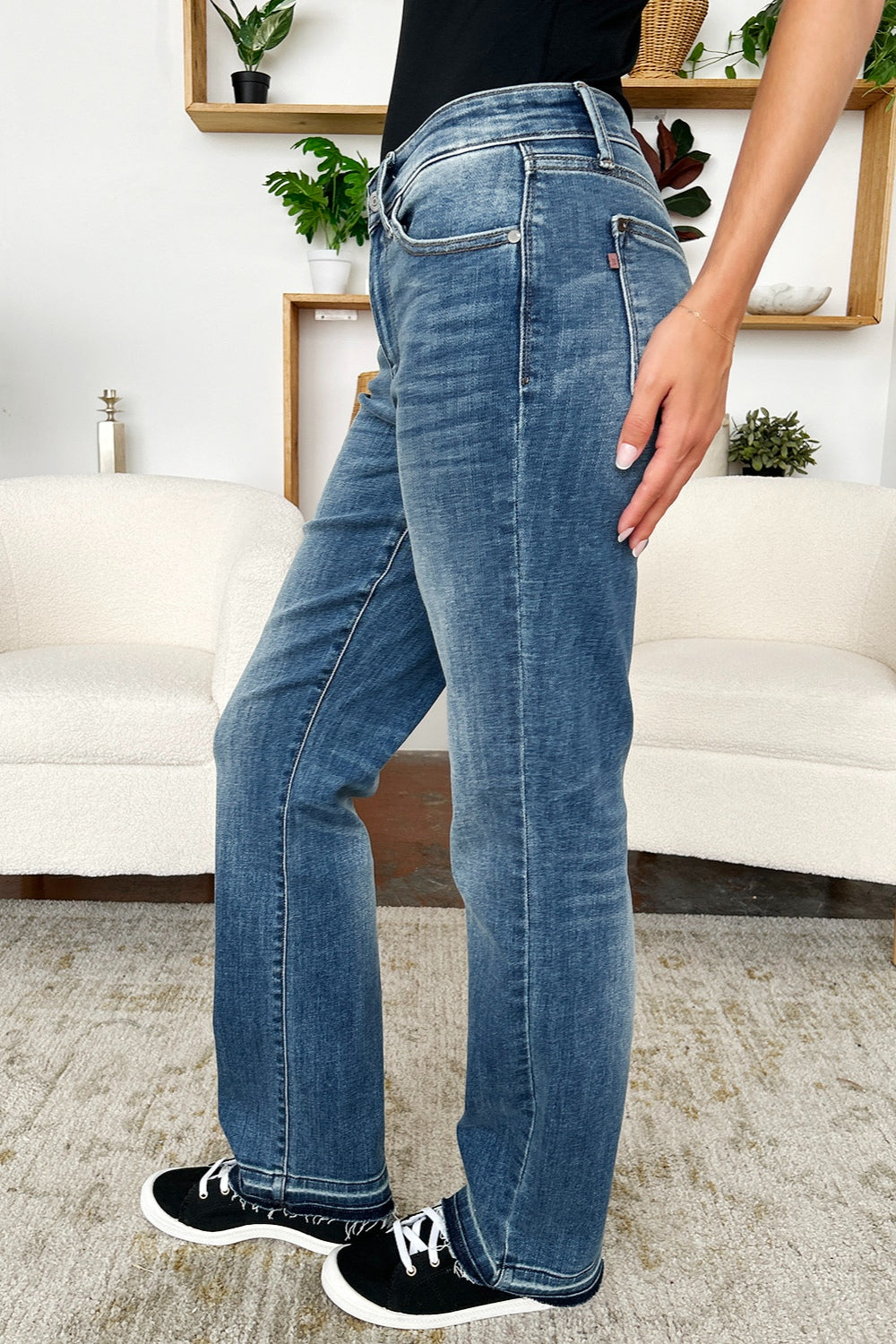 Judy Blue Full Size Mid Rise Release Hem Jeans Bottoms Bottoms Clothing Judy Blue Pants Ship from USA Women Trendsi https://www.cyberehub.com