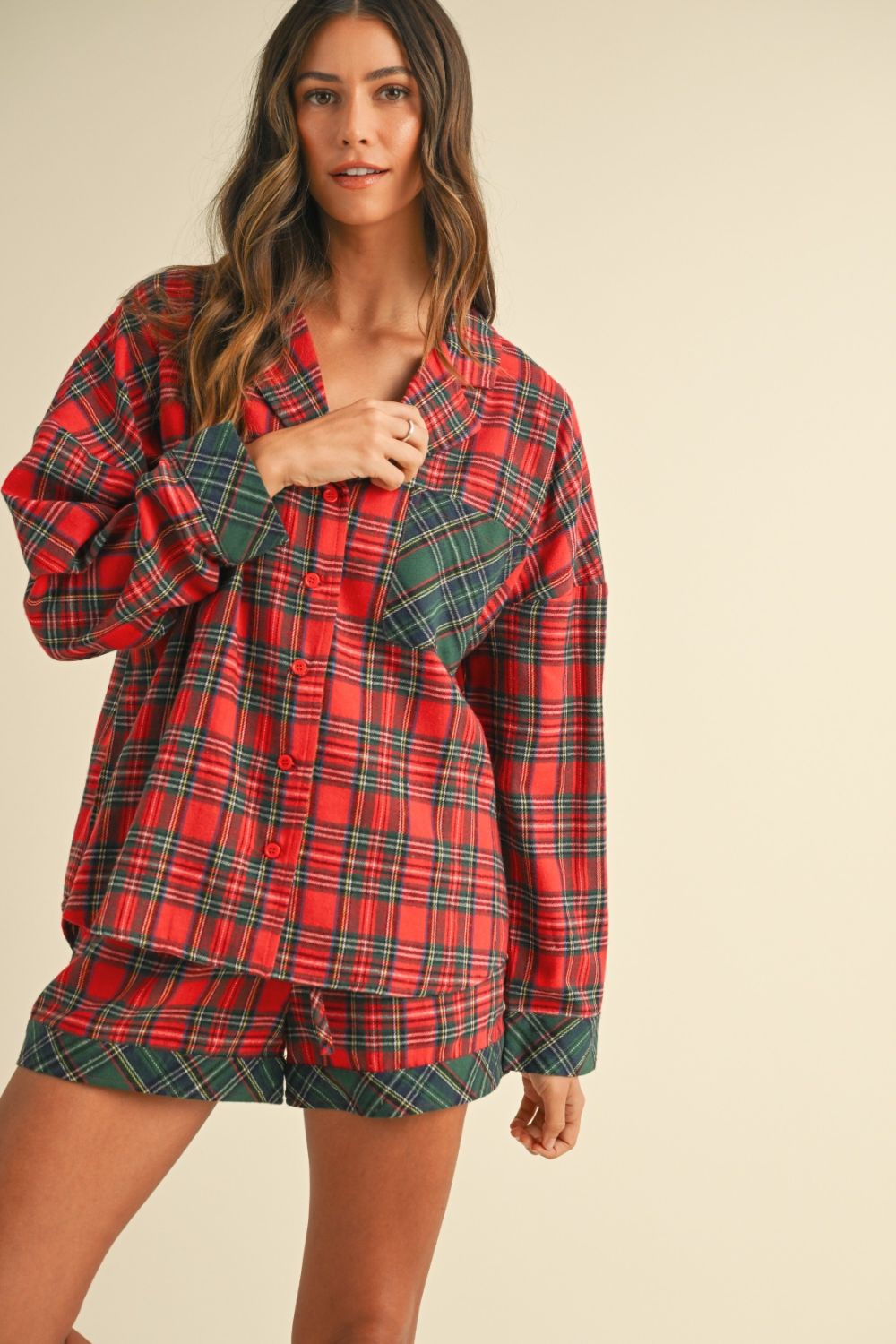 Annie Wear Contrast Plaid Long Sleeve Top and Shorts Set Apparel Annie Wear Apparel Ship from USA TikTok Trendsi Trendsi https://www.cyberehub.com