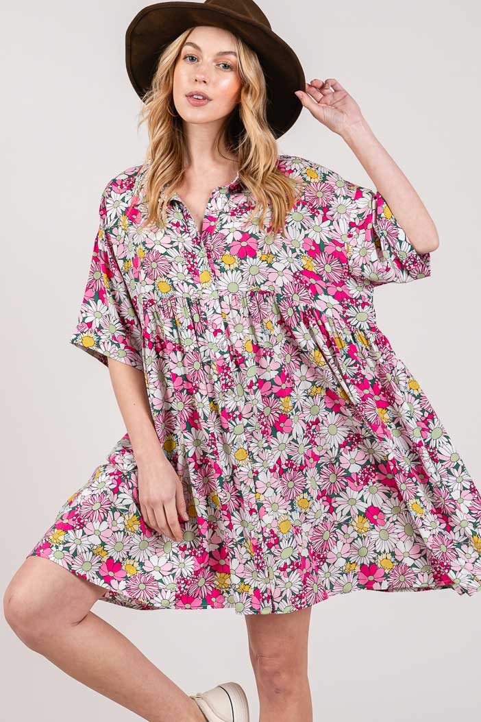 SAGE + FIG Floral Button Down Mini Shirt Dress Multi Apparel/Dress Dress SAGE+FIG Ship from USA TikTok Trendsi USPS Walmart Walmart Apparel Trendsi https://www.cyberehub.com