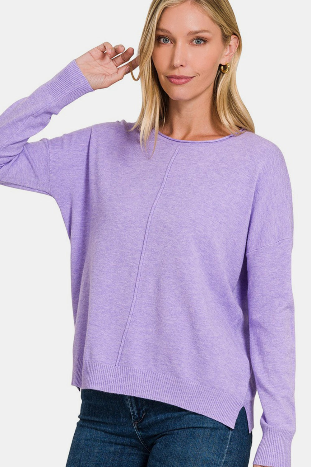 Zenana Front Seam Round Neck Sweater Tops/Jackets/Sweaters Clothing Tops Ship from USA TikTok Trendsi USPS Walmart Zenana Trendsi https://www.cyberehub.com