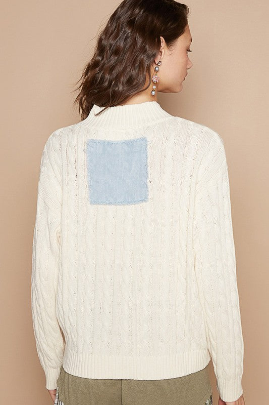 POL Cable-Knit Peace Patch Dropped Shoulder Sweater Tops/Jackets/Sweaters Clothing Tops POL Ship from USA TikTok Trendsi USPS Walmart Trendsi https://www.cyberehub.com
