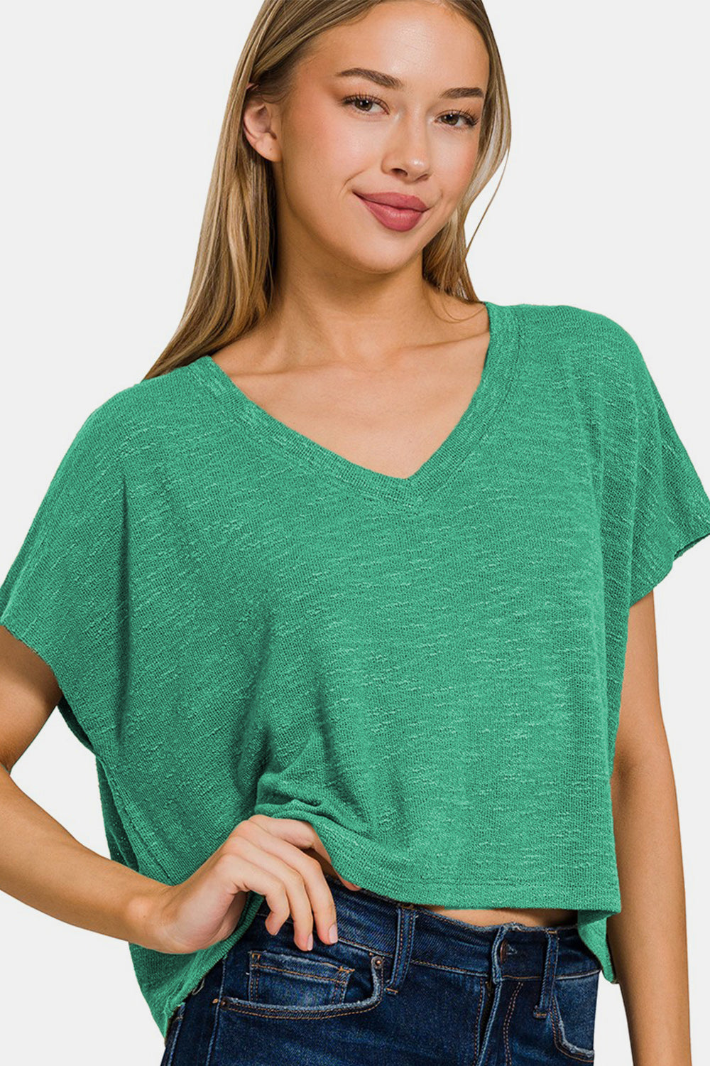 Zenana V-Neck Short Sleeve T-Shirt Apparel/Tops Ship from USA TikTok Tops Trendsi USPS Walmart Walmart Apparel Zenana Trendsi https://www.cyberehub.com